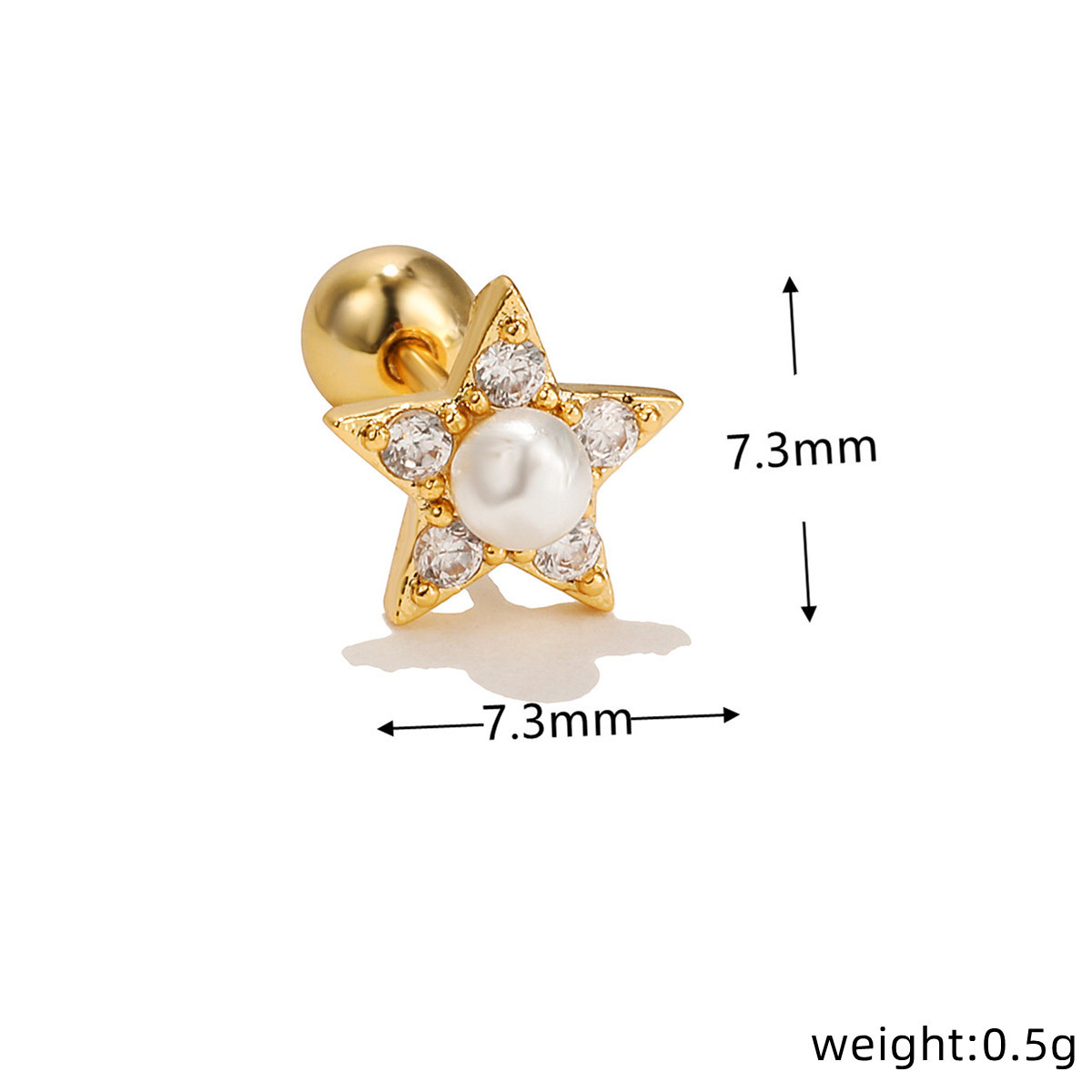 Fashion Moon Brass Inlay Zircon Ear Studs 1 Piece