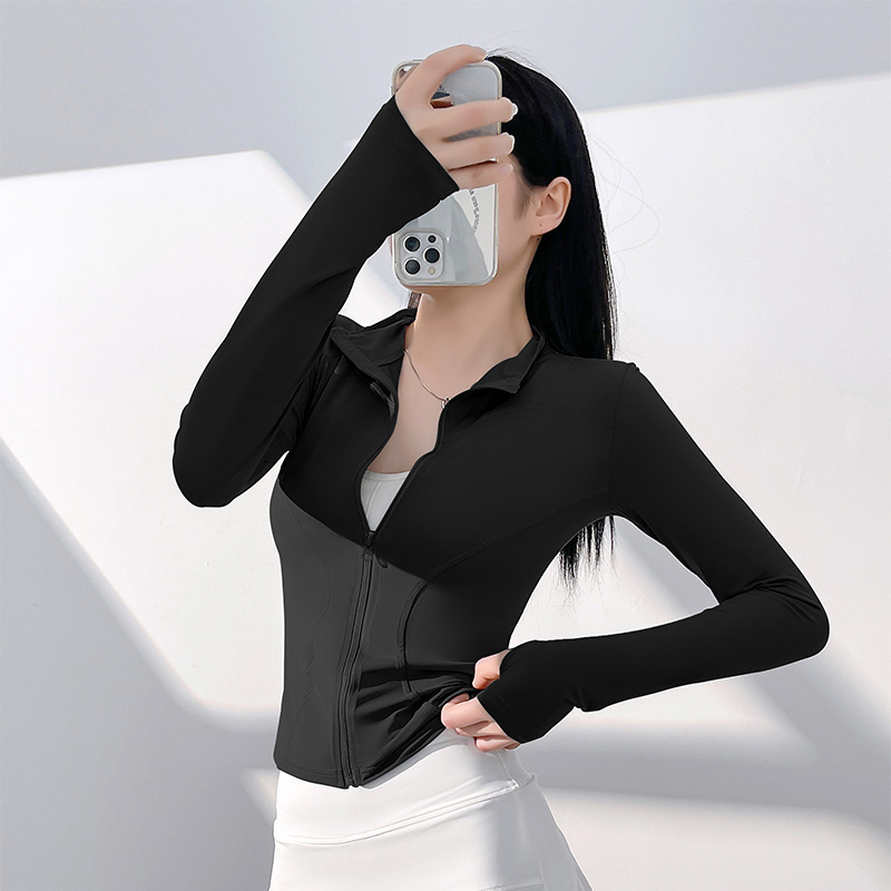 Juyitang ヌードアウトドアスポーツジャケット女性のタイトフィット通気性スタンドアップヨガフィットネスジャケット|undefined