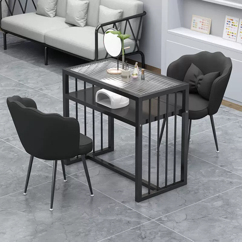 网红美甲桌椅特价经济型套装双人单人指甲台长虹玻璃工作台小型桌