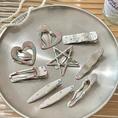 Colorful wave drip oil silver metal hair clip for women side clip water drop hair accessory fringe clip sweet cool style