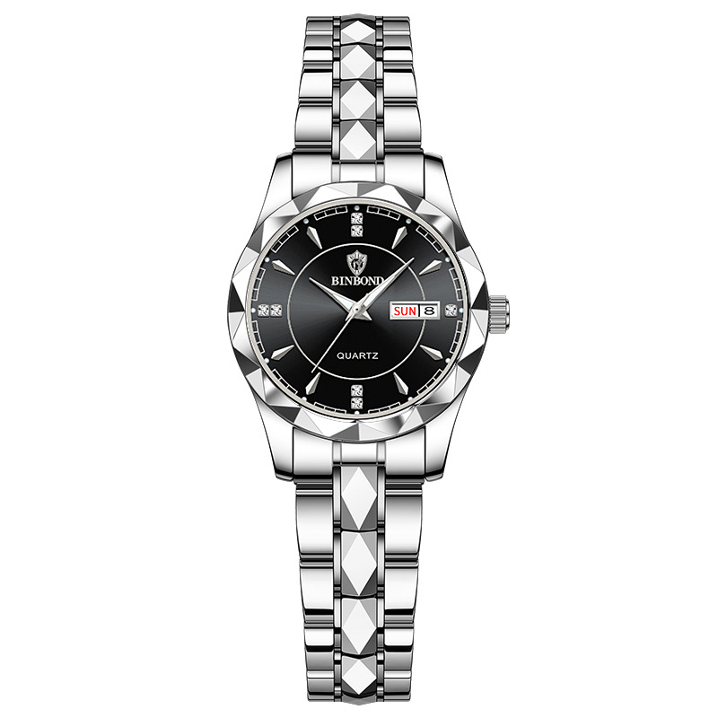 여성-나비 버클-화이트 스틸-블랙 페이스