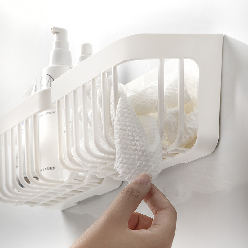 Caja de almacenamiento de toallas faciales multifuncional pequeña cesta de almacenamiento colgada en la pared sin perforación estante de almacenamiento de baño