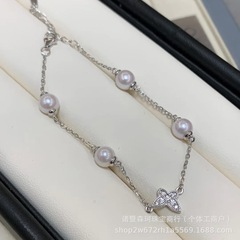諸及び天然淡水真珠蝶ブレスレット5-6mm真円強光はほとんど暇がないM家同金S925銀