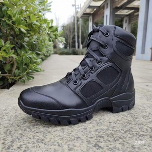 New All-Leather Boots, Non-Slip, Wear-Resistant, Ultra-Light Combat Training Shoes, High-Top Zipper Mountaineering Tactical Mid-Top Men's Boots
