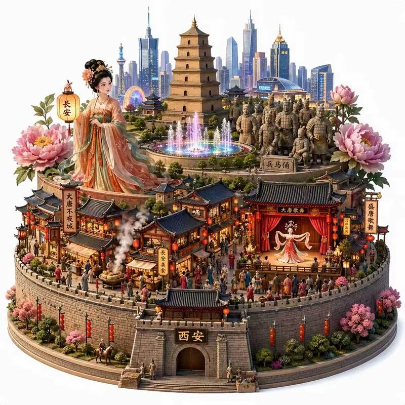 【西安】景点金属立体浮雕冰箱贴旅游纪念品文创伴手礼国潮装饰