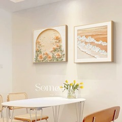 軽奢で高級感のあるレストラン装飾画、水墨画、クリーム色の壁掛け絵画、アルミフレームの組み合わせ壁画、ホテルの油絵布