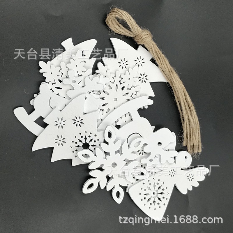 Adornos navideños de 8cm, piezas de madera, artesanías, colgantes, piezas de madera talladas creativas, decoración de árboles de Navidad, adornos de madera