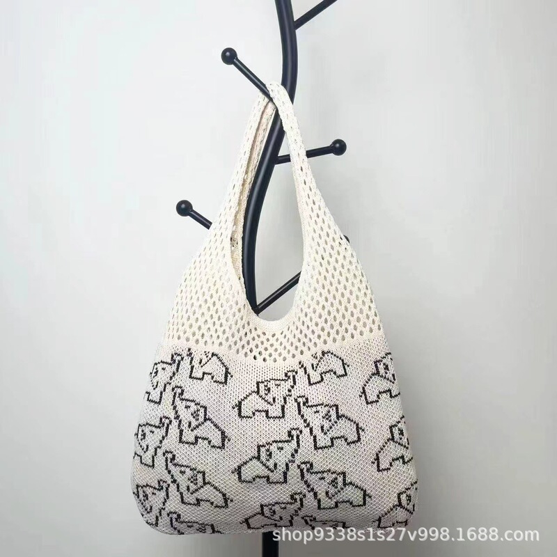 2025 New Beach Bag Knitted Bag Straw Bag Thai Resort Style Handbag Bohemian Style Bag Women’S Bag