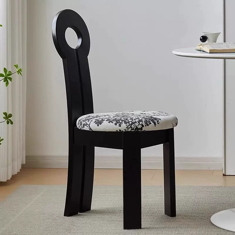 法式复古餐桌椅子实木餐椅家用凳子靠背椅北欧中古风钥匙扣人鱼椅