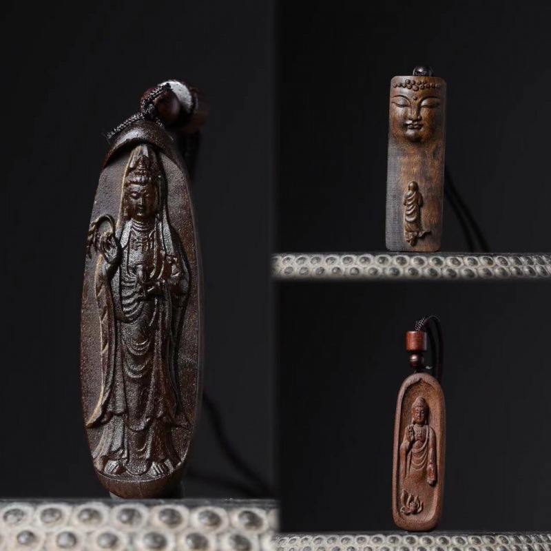 Guanyin marca de madera fragrante, como la marca de automóviles colgantes para hombres, mano de mano, joyas de artesanía talladas