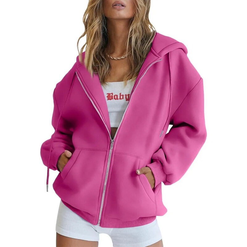 Amazon Trendyqueen Women's Zipper Hoodie Sweatshirt 2026 Winter Fleece Loose Fit