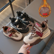 女童运动鞋2025冬季新款儿童二棉童鞋男童软底加绒阿甘跑步鞋子