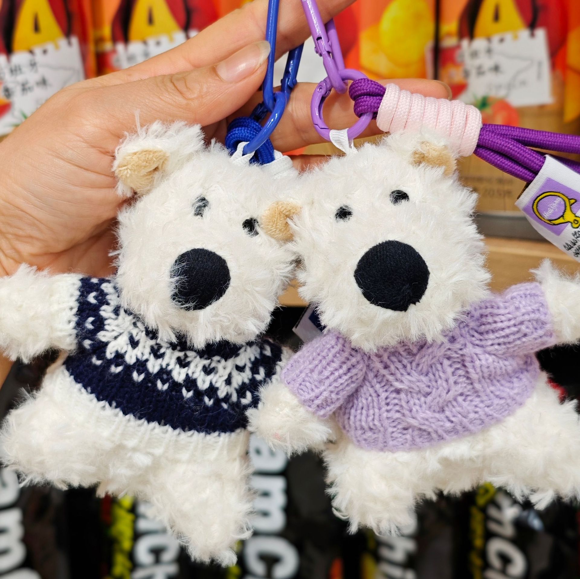 Cute Western Highland Plush Pendant Cartoon Bow Puppy Doll Birthday Gift Couple Bag Keychain_voghion.com