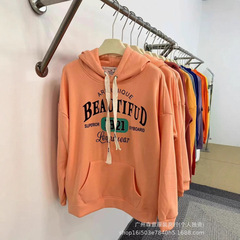 ルーズレイジースタイル秋冬韓国スタイルベルベットスウェットシャツフード付きレタープリントスウェットシャツ女性用インカジュアルレディーススウェットシャツ
