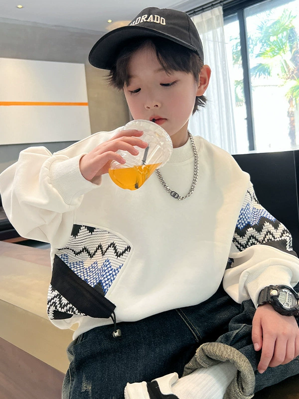 Мальчик осенняя одежда прилив свитера цвета 2024 новый детский весенний и осенний дизайн топ свободный спортивный прилив крутой