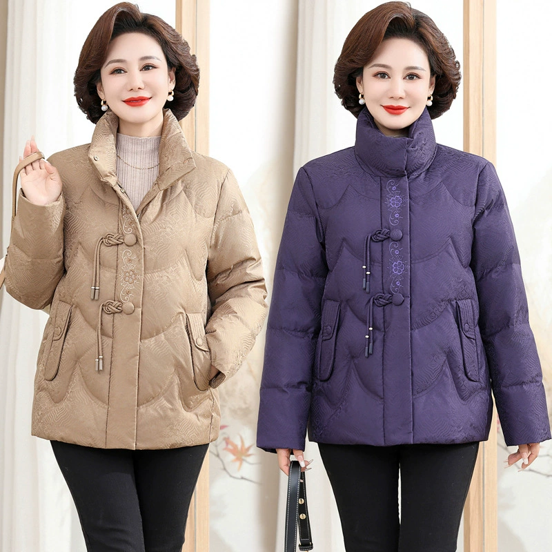 Мама пуховик короткий женский 2024 зимний новый средний и пожилой толстый теплый женский пальто холодостойкая одежда