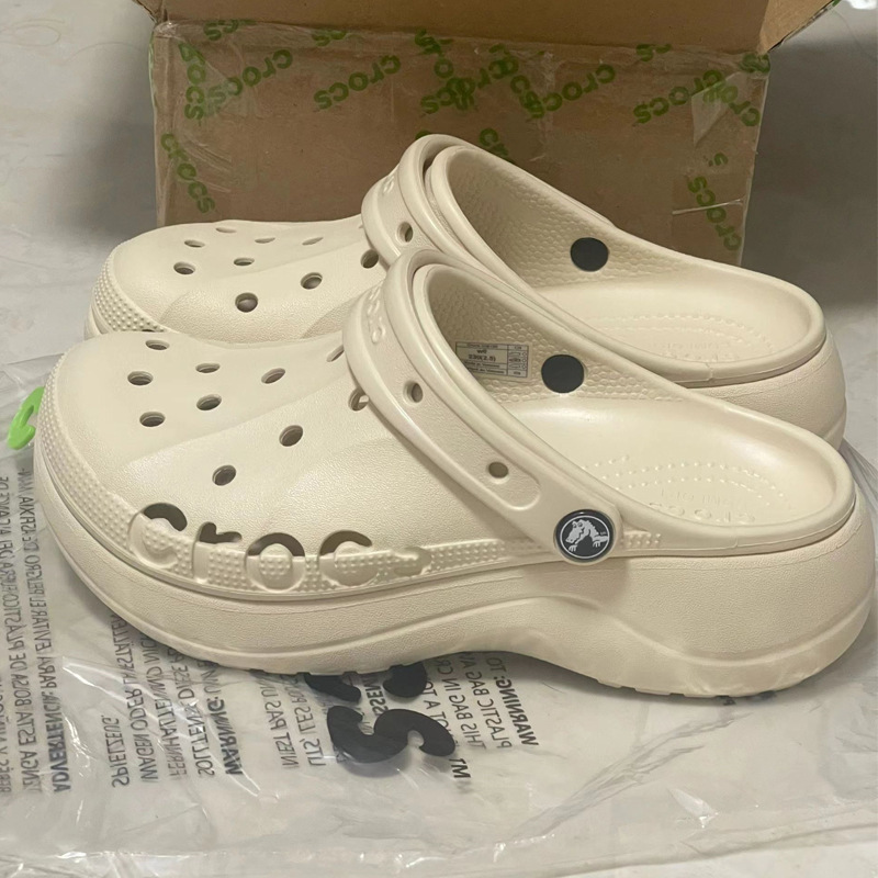 Cross Classic Cloud Karloch Croc Shoes Women's Summer Retro Beach Shoes Bone White Heightening Thick-Soled Sandals