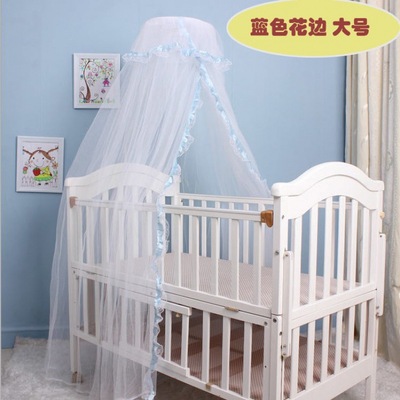 批發嬰兒床寶寶床落地蚊帳開門宮廷式通用嬰兒床蚊帳支架白色小號