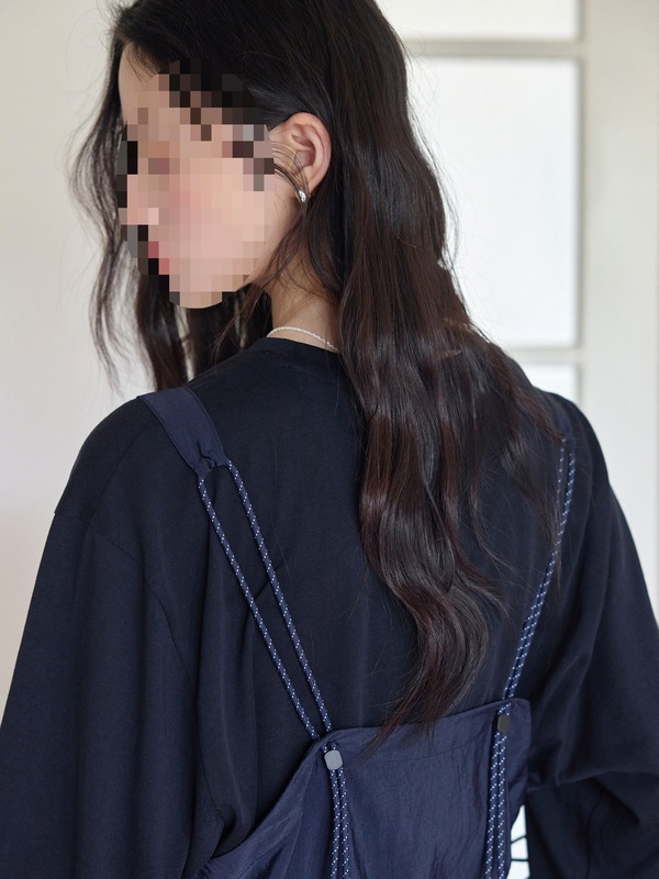 1313慵懒海军蓝抽绳收腰背带裤早秋女工装风休闲裤透气直筒连体裤|undefined
