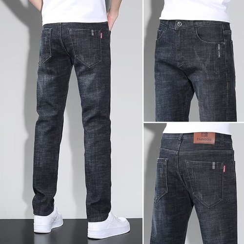 Spring and Autumn Washed Blue Denim Jeans Men's Long Pants Small Foot Pants Men's Casual Pants with Micro-elastic Denim