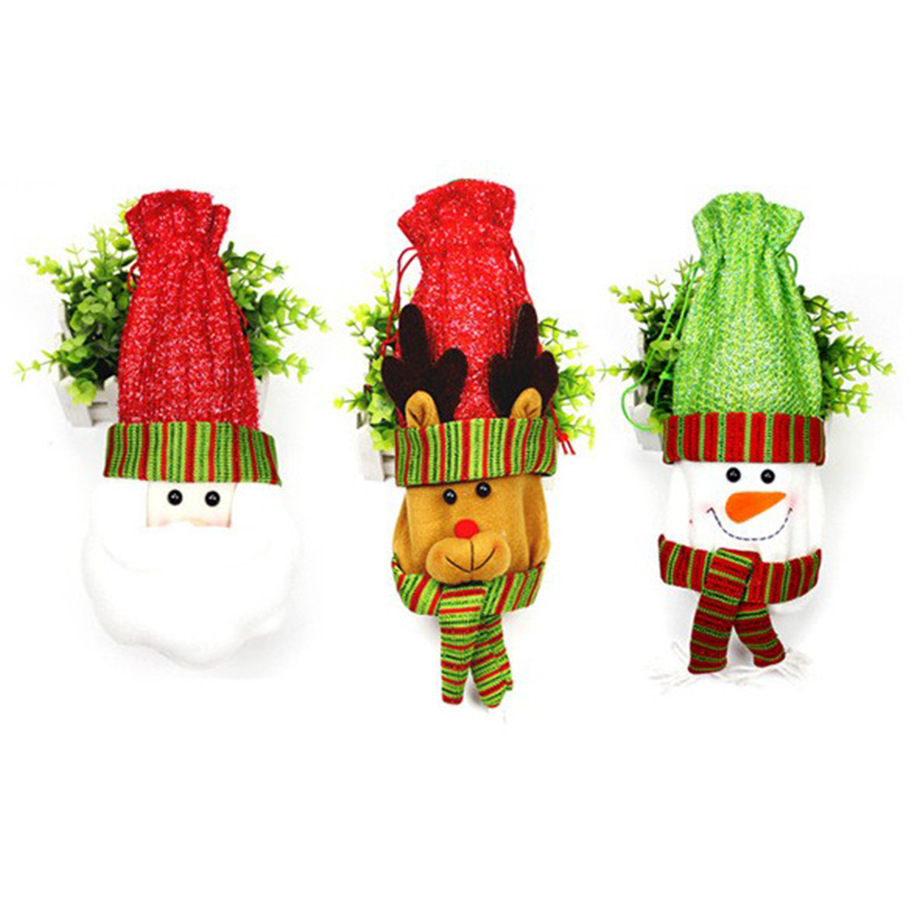 Transfronterizo nueva Navidad bolsa de regalo Santa Claus Champagne vino botella cubierta decoración de la barra