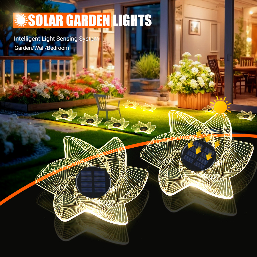 Cross-Border Solar Garden Lights Garden Courtyard Decoration Super Bright Garden Lights Super Long Life Flower Garden Lights