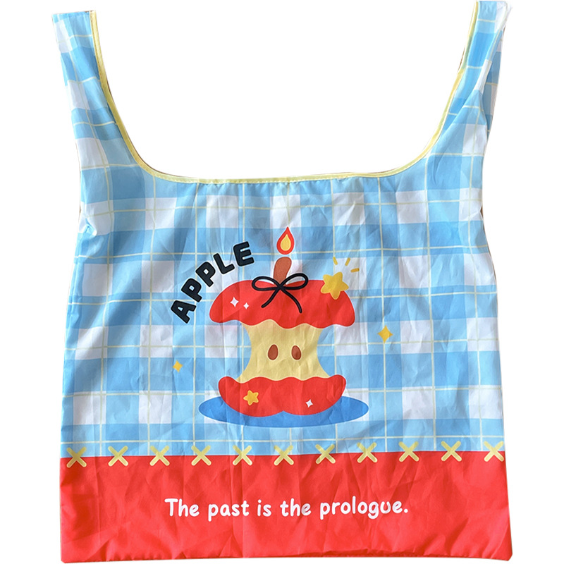 Bolsa de compras de gran capacidad, bolso de hombro portátil para niñas de estilo ins, bolso ecológico, bolso de almacenamiento compacto, plegable al por mayor