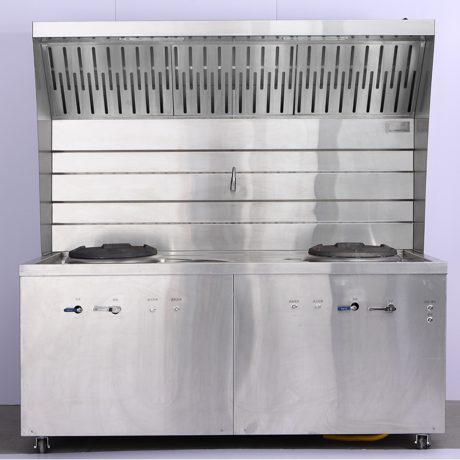 全不锈钢材质无烟环保猛火灶油烟净化一体商用饭店可移动灶台车