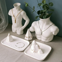 项链展示架人形模特男半身胸像插花首饰架珠宝饰品拍摄陈列架道具