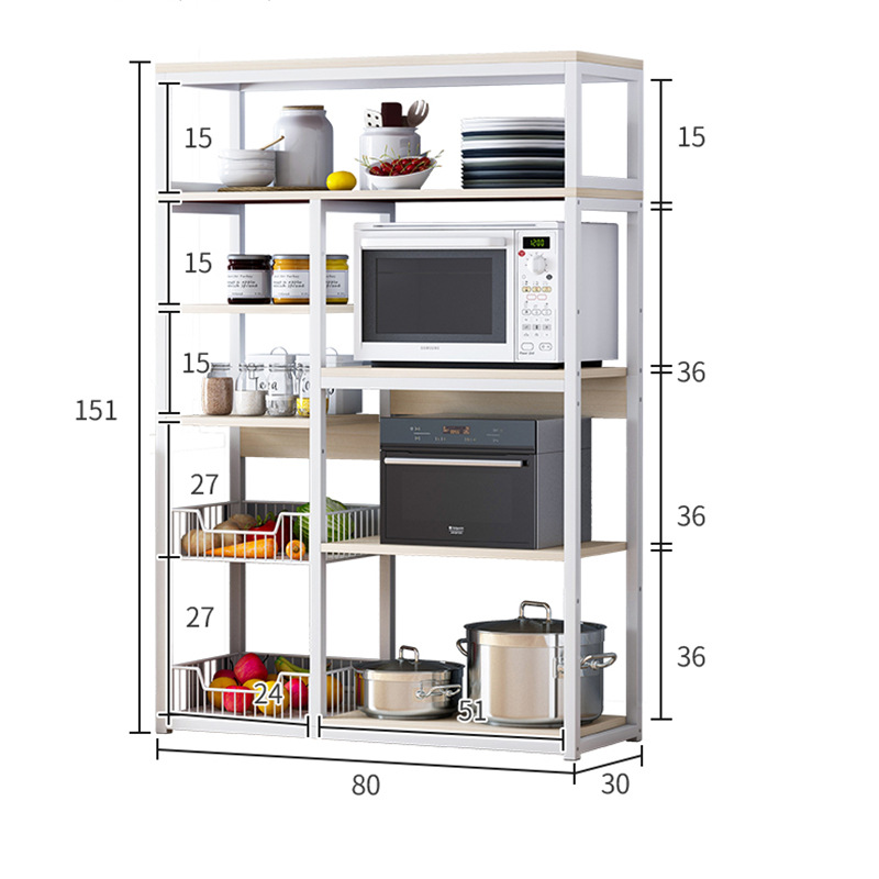 Estante de almacenamiento de cocina microondas horno rack piso multi-capa almacenamiento rack ahorro de espacio