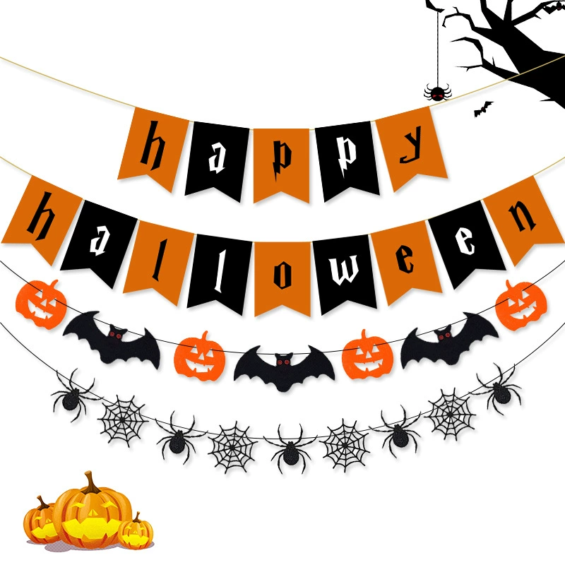Г Halloween украшение Счастливого Хэллоуина Оранжевый Черный Черный клуб Yanwei баннер тыква летучая мышь Тянуть цветок