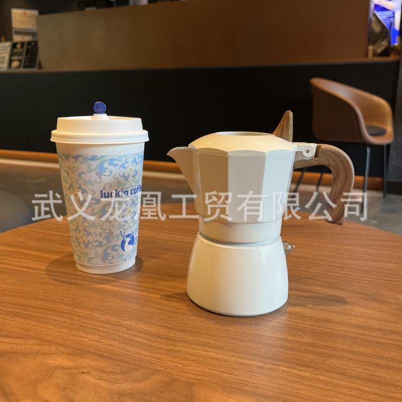 Nuevo tipo de doble válvula transfronteriza de motoca tetera doméstica pequeña cafetera de café a mano set de café italiano