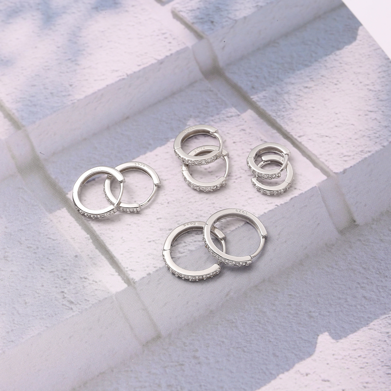 Pendientes de plata 925 con circonitas, estilo coreano (venta caliente Amazon)