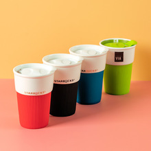 V型广告马克杯定LOGO制硅胶隔热套节日活动宣传礼品车载咖啡VIA杯
