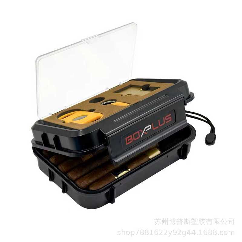 源头厂家新款便携雪茄盒5支6支装旅行雪茄盒带湿度计雪茄保湿盒|undefined