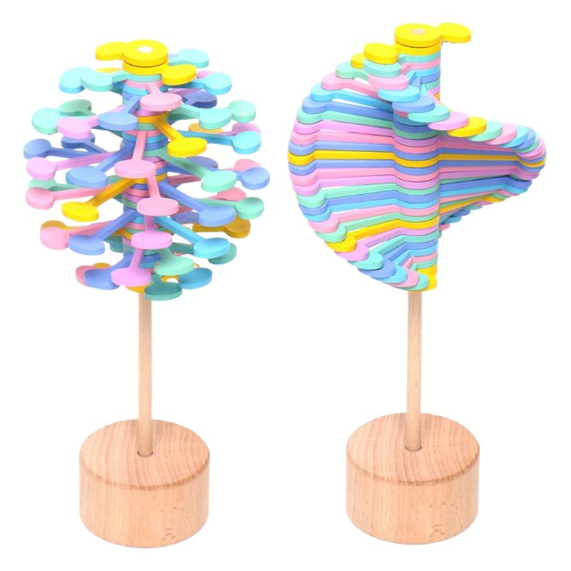 Piruleta giratoria de madera (Fibonacci), juguete antiestrés de escritorio image 1