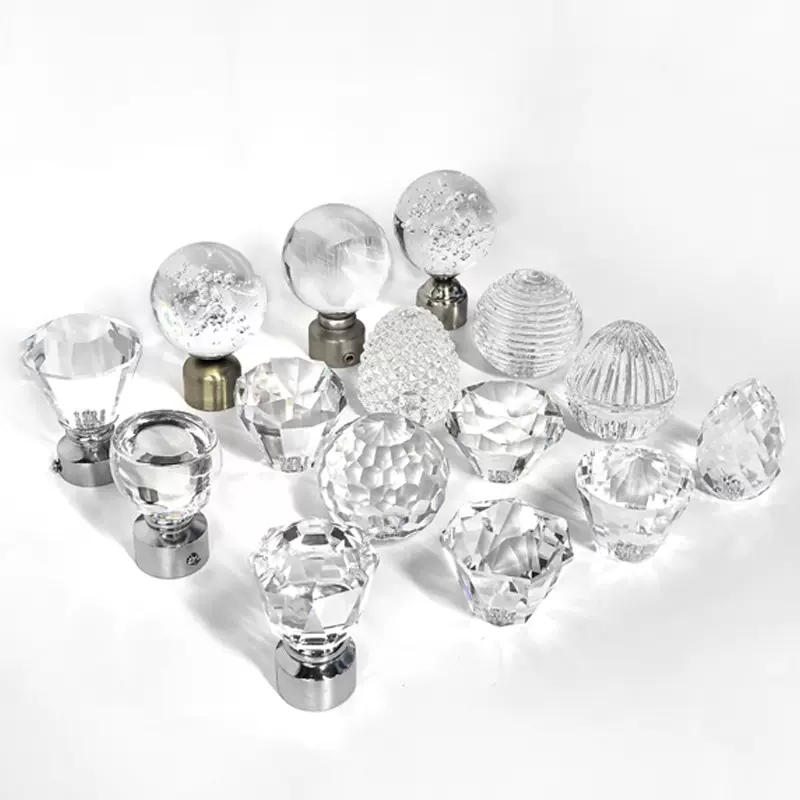 厂家水晶窗帘装饰头配件窗帘支架铝合金静音装饰头多款水晶圆球头