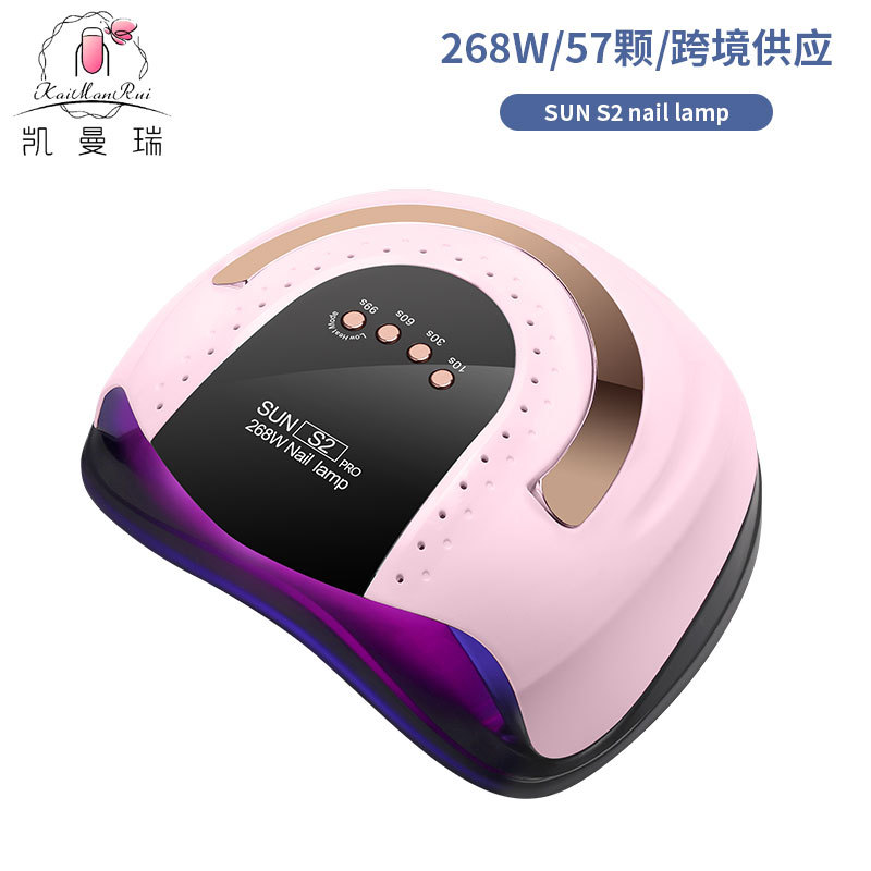 Nuevo modelo con mango, lámpara inteligente para uñas de 268W de alta potencia para fototerapia, lámpara de curado para salón de uñas de secado rápido para gel de esmalte de uñas transfronterizo.