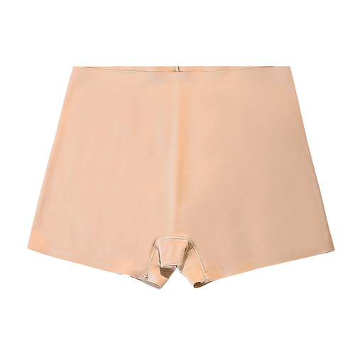 Ice silk seamless underwear for women, cotton crotch boxer briefs, women's safety pants with four corners anti-exposure, summer thin style without curling