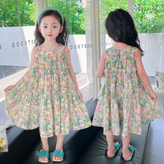 女童夏季全棉碎花背心裙涼爽純棉印花中大童小學幼兒園韓版棉布裙