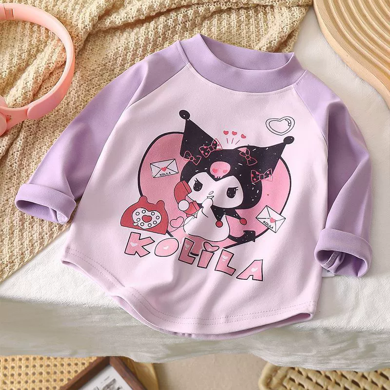 Нижняя рубашка для девочек осенняя футболка среднего и среднего возраста с длинными рукавами осень 2025 новая сеть красный воздух весна и осень