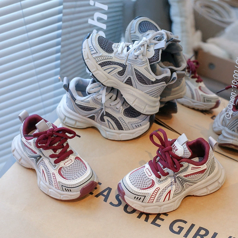 Обувь для мальчиков 2025 новый весенний детский сетчатый легкий папа обувь для девочек красная спортивная повседневная обувь для больших детей