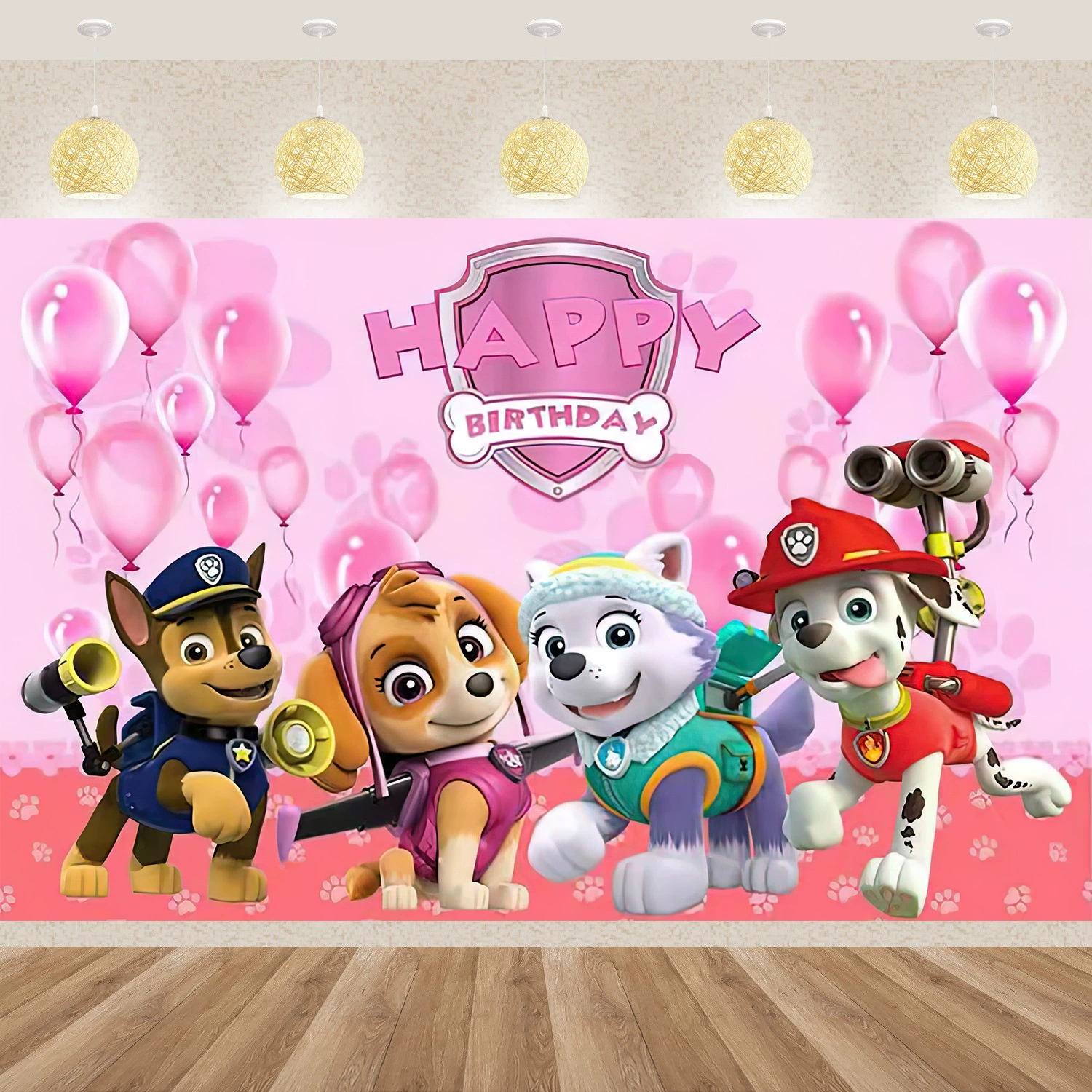 Трансграничный собачий патруль Амазонки день рождения от Wangwang до розового детского мультфильма Тема дня рождения