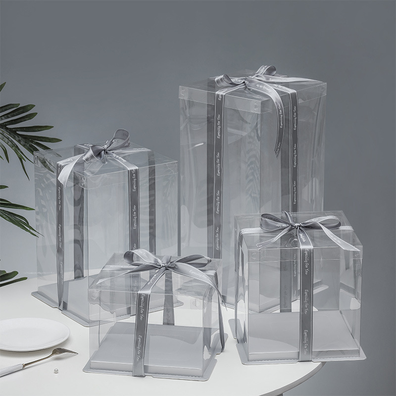 정사각형 투명 커버, 은색 베이스, 높이 9.8inch (33-35cm 곰에 적합), 투명 유체 곰 포장 상자