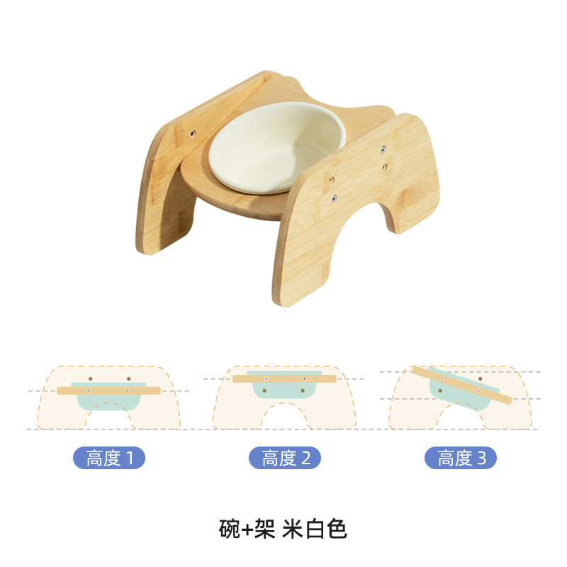 Cuenco de gato de cerámica cuenco de perro doble cuenco oblicuo protección de la boca vértebra cervical cuenco de comida para gatos antidetonante para mascotas al por mayor