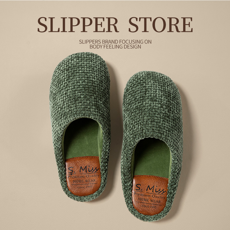 New Cotton Slippers for Women, Autumn and Winter Home Season, Non-Slip, Warm, Couple Indoor Silent Bedroom Slippers, Couple Floor Slippers for Men