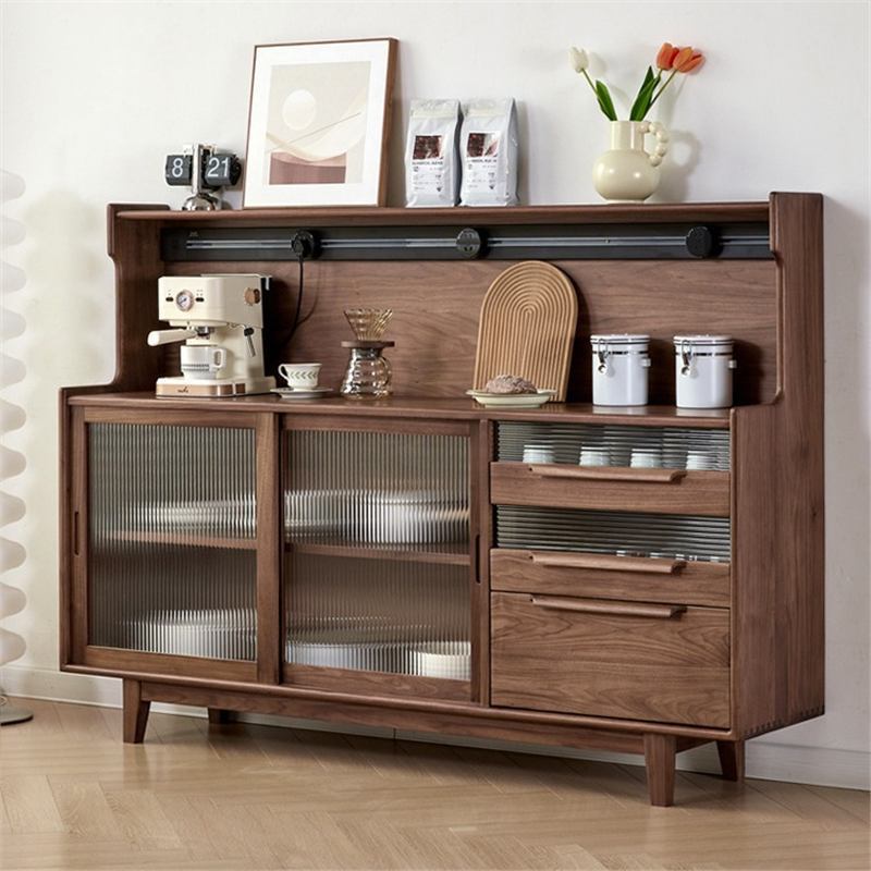 北美黑胡桃木客厅多功能茶水柜餐边柜收纳现代简约实木工厂源头