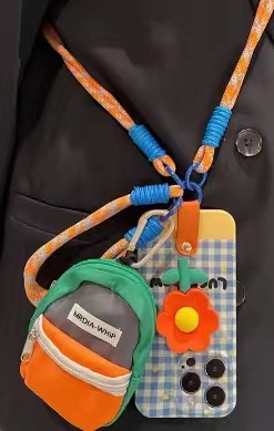 Mochila escolar verde colgante oblicuo de nylon naranja soporte de flor de nylon naranja celosía cxj