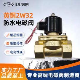 余姚厂家供应户外用水用电磁阀 黄铜2W32防水电磁阀铜线