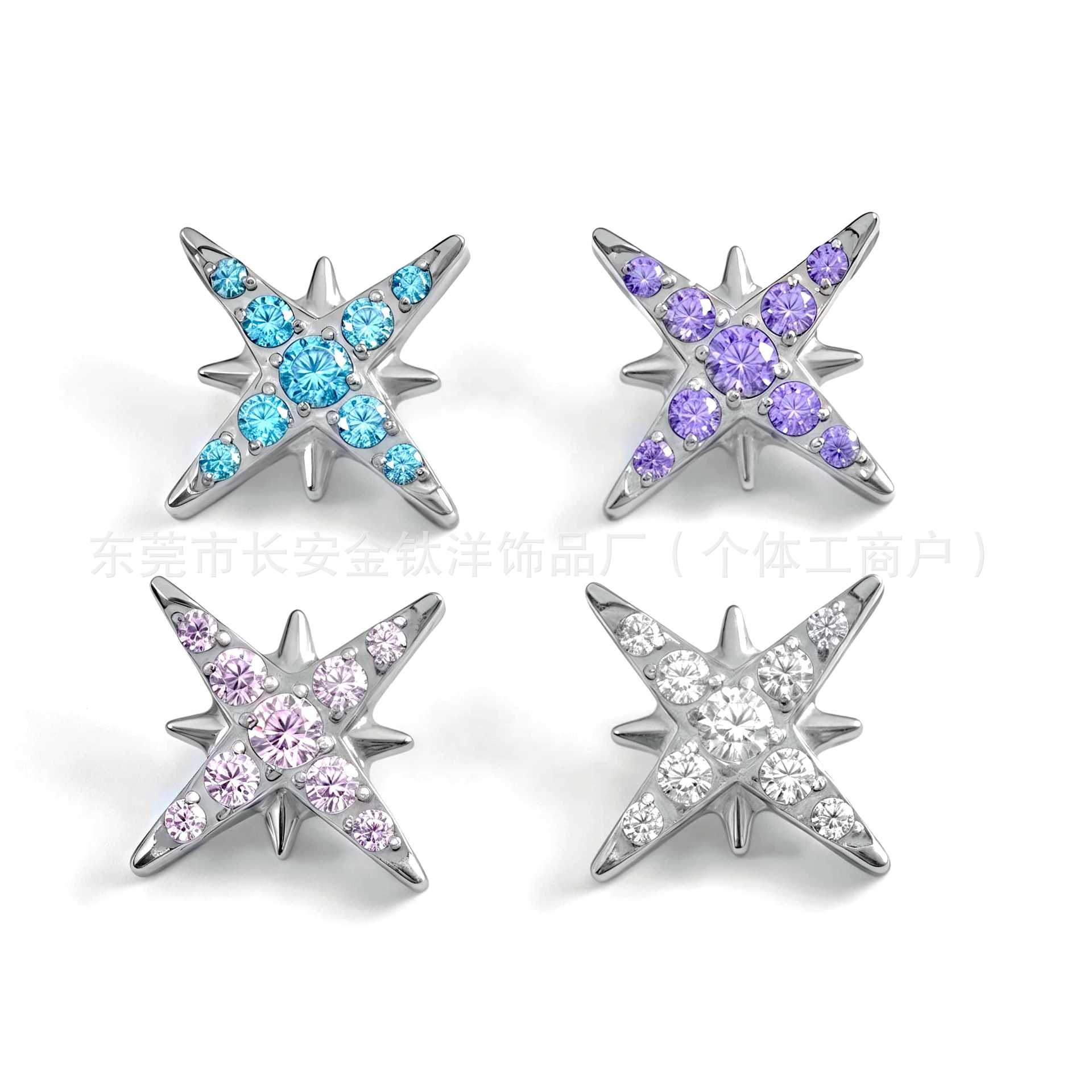 F136 Titanium Star Full Diamond Polaris Ear Tongue Lip Nail G23 Titanium Alloy Piercing Jewelry detail image 8